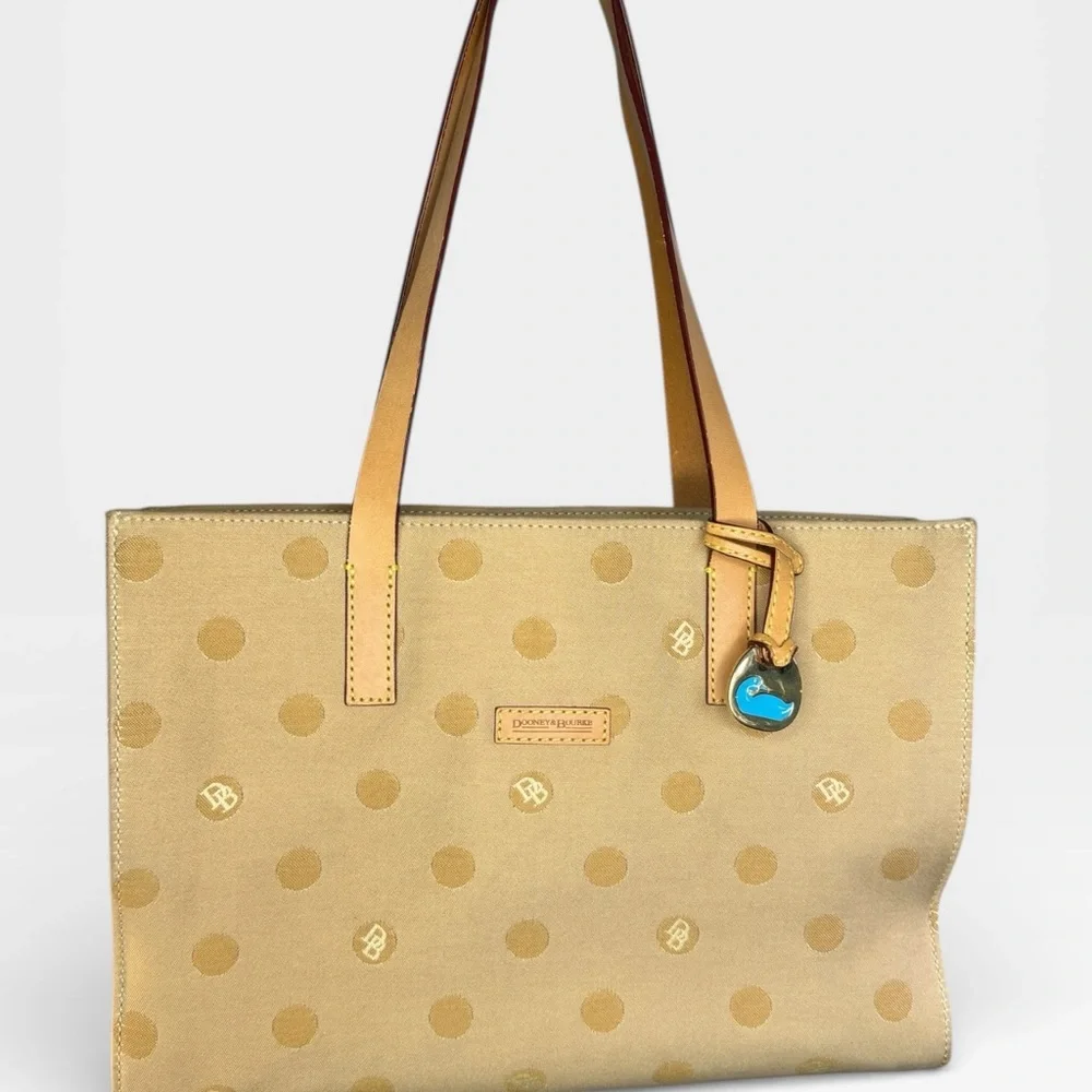 Dooney & Bourke Gold Polka Dot Tote - Picture 1 of 10
